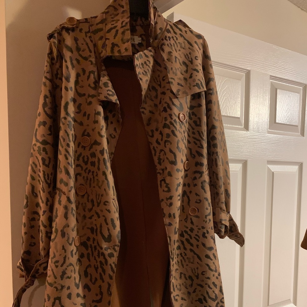 Leopard print trench style jacket from Boohoo.